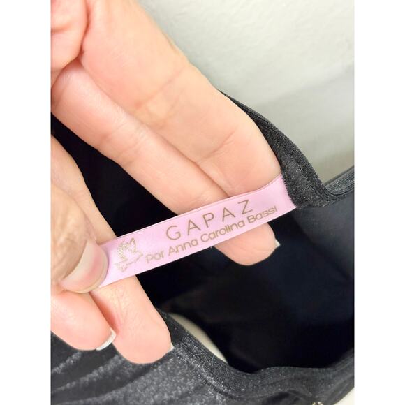 GAPAZ by Anna Carolina Bassi Sleeveless Full Zip Cropped Bustier Top Black XS - Picture 3 of 3